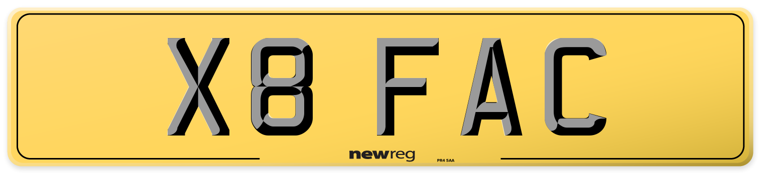 X8 FAC Rear Number Plate