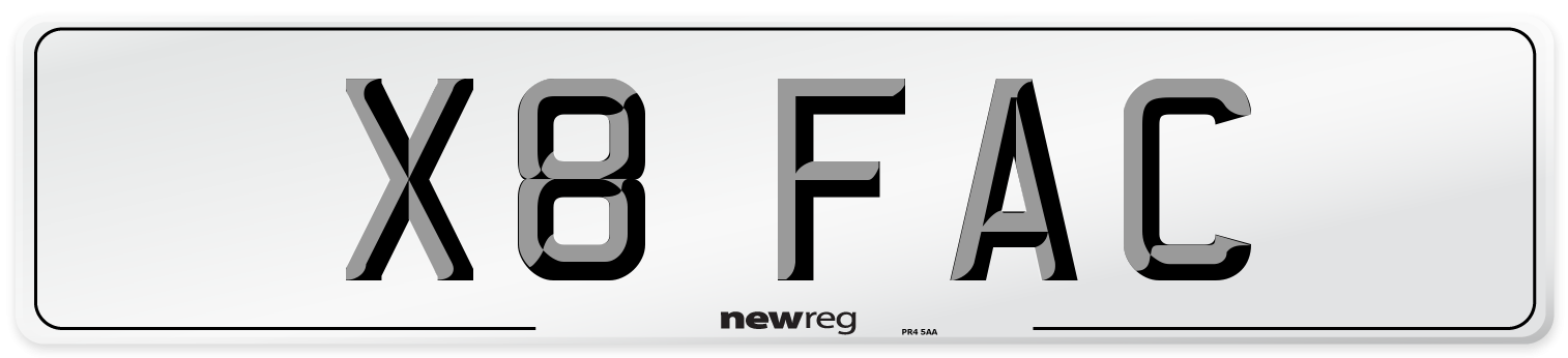 X8 FAC Front Number Plate
