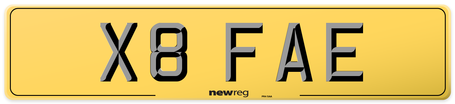 X8 FAE Rear Number Plate