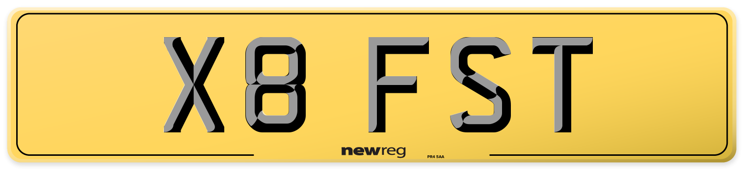 X8 FST Rear Number Plate