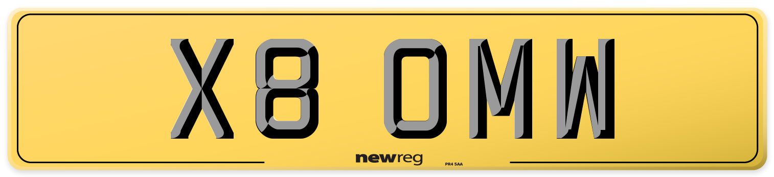X8 OMW Rear Number Plate