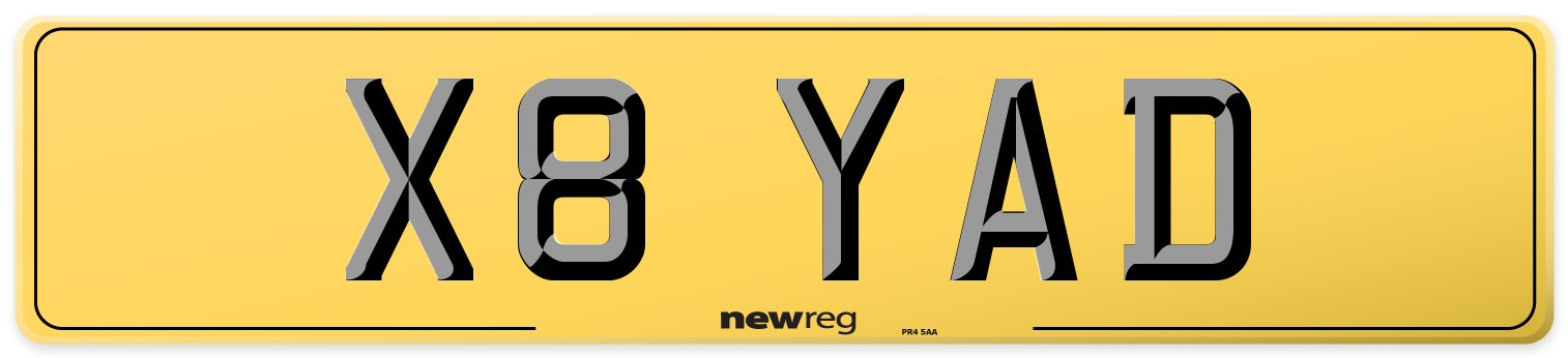 X8 YAD Rear Number Plate