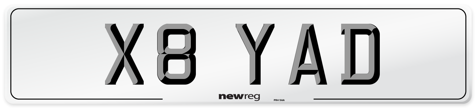 X8 YAD Front Number Plate