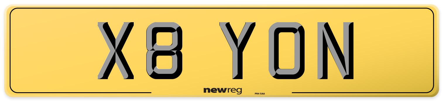 X8 YON Rear Number Plate