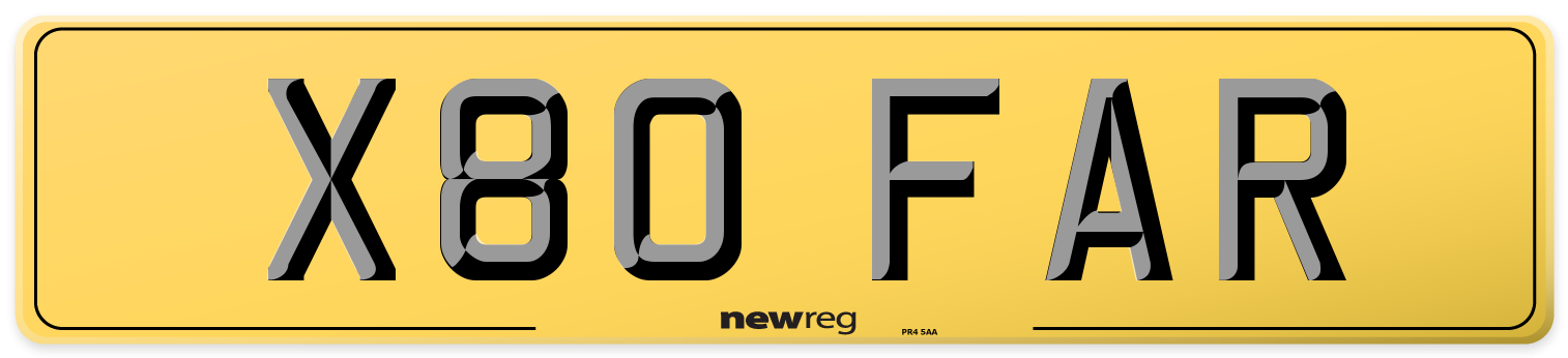 X80 FAR Rear Number Plate