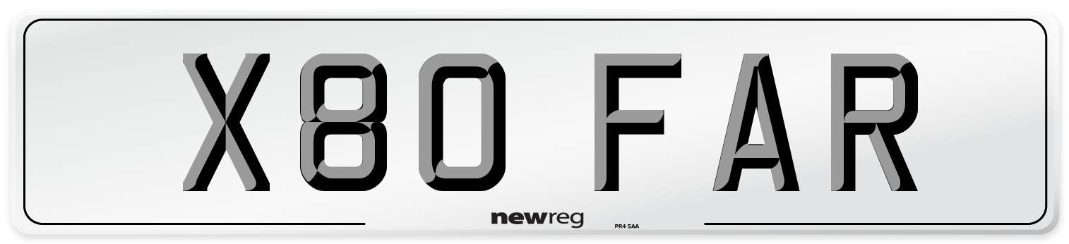 X80 FAR Front Number Plate