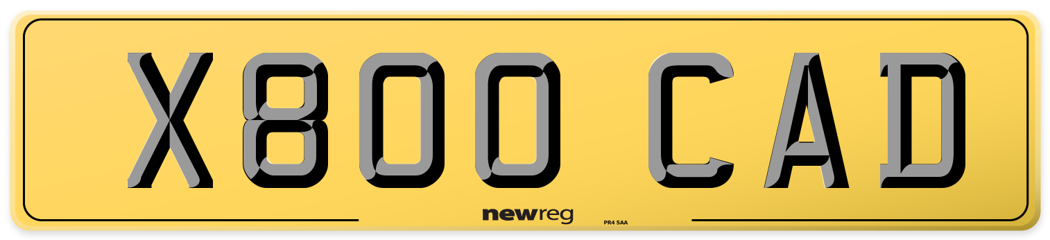 X800 CAD Rear Number Plate