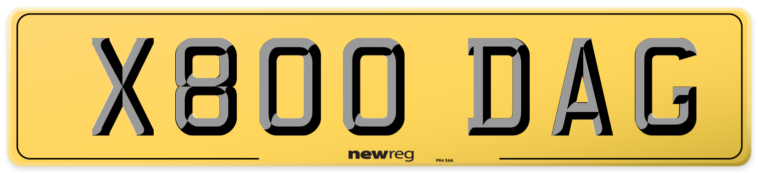 X800 DAG Rear Number Plate