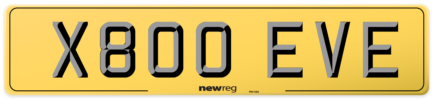 X800 EVE Rear Number Plate