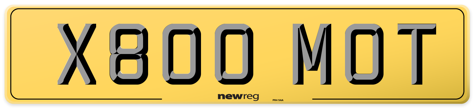 X800 MOT Rear Number Plate