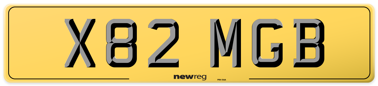 X82 MGB Rear Number Plate