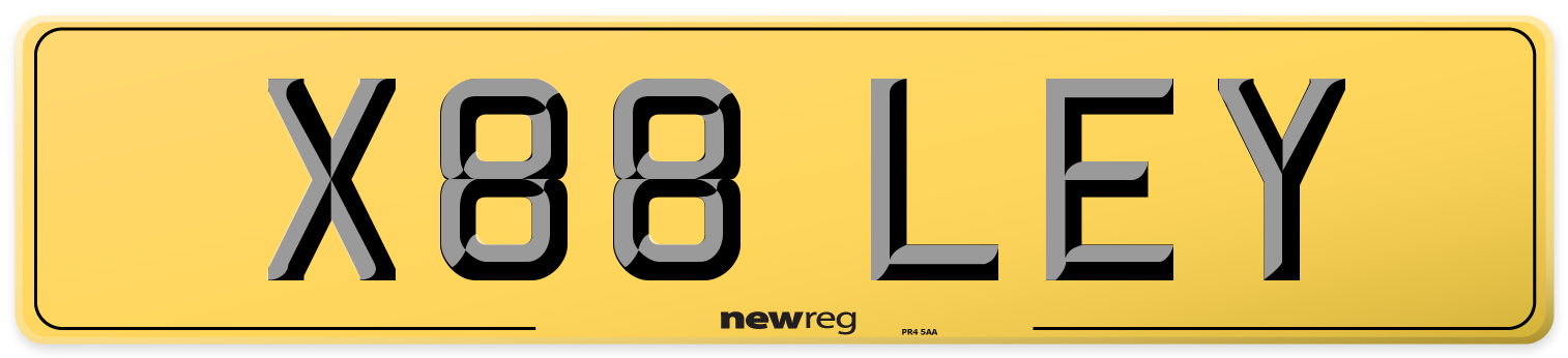 X88 LEY Rear Number Plate