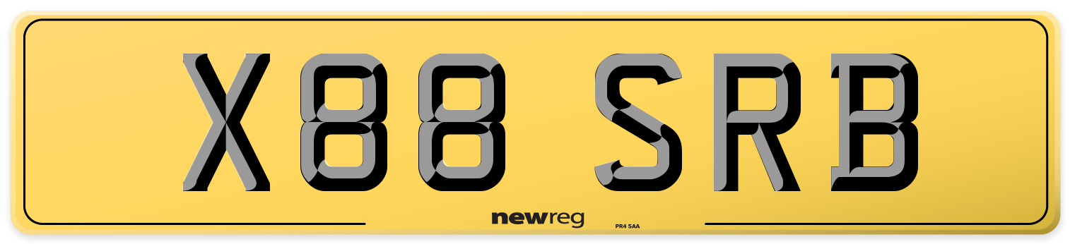 X88 SRB Rear Number Plate