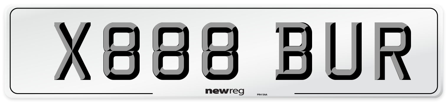 X888 BUR Front Number Plate