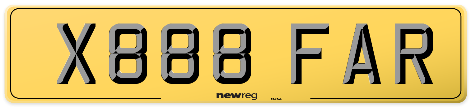X888 FAR Rear Number Plate