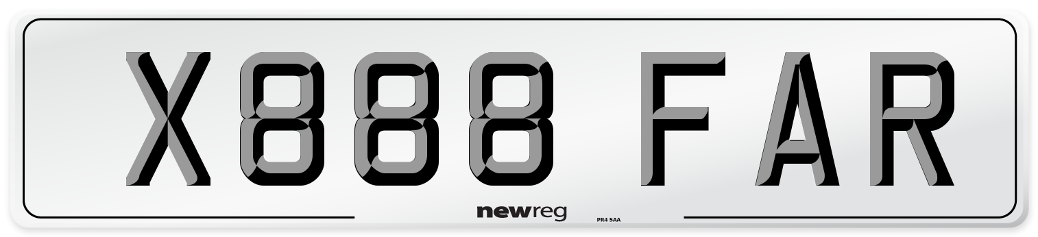 X888 FAR Front Number Plate