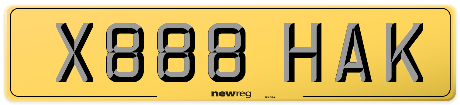 X888 HAK Rear Number Plate