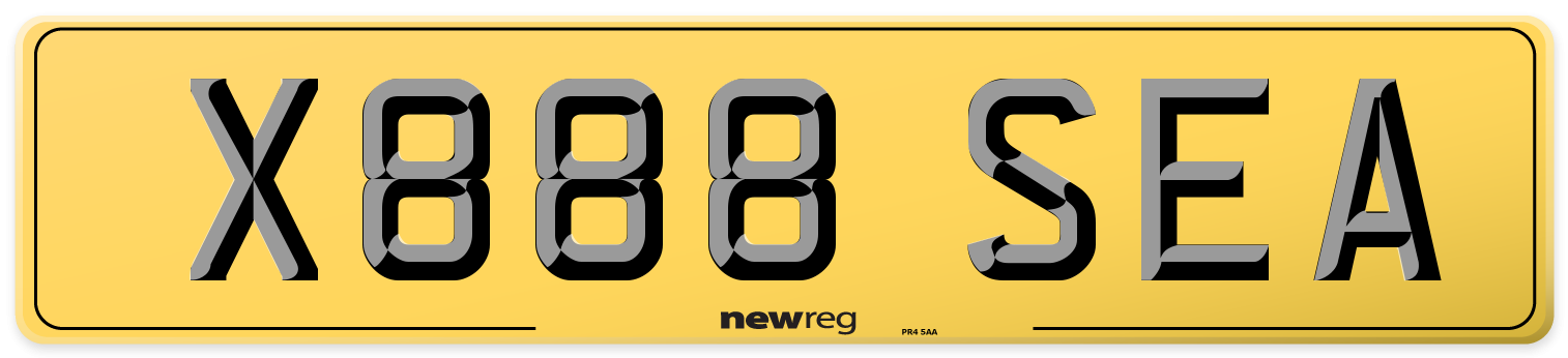 X888 SEA Rear Number Plate