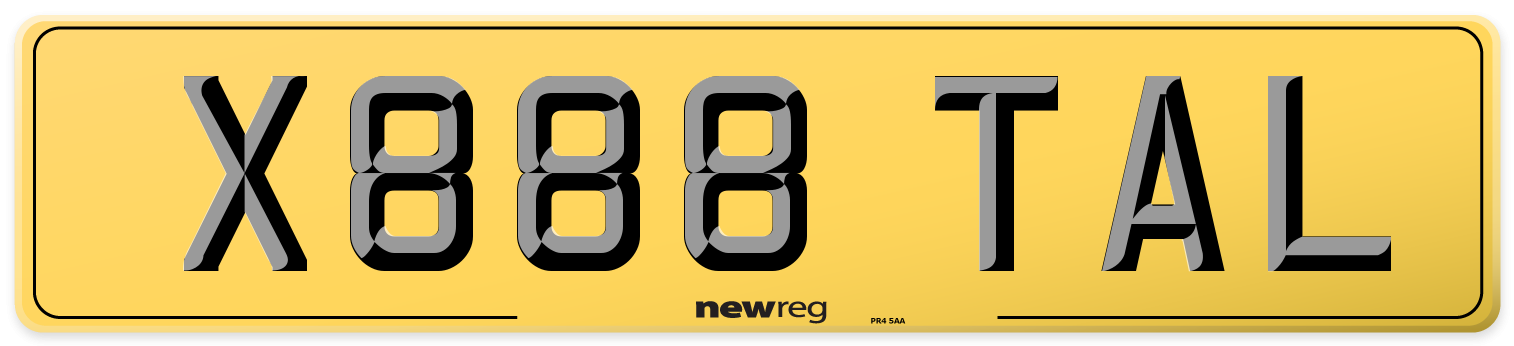 X888 TAL Rear Number Plate