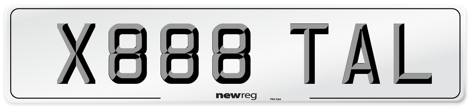 X888 TAL Front Number Plate