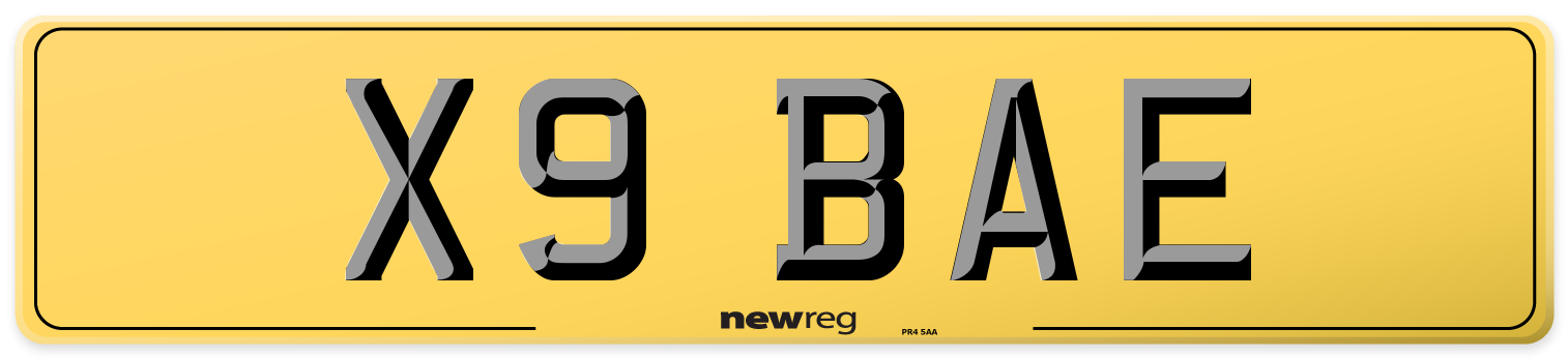 X9 BAE Rear Number Plate