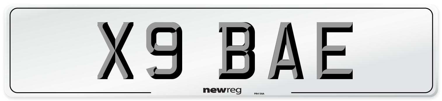 X9 BAE Front Number Plate