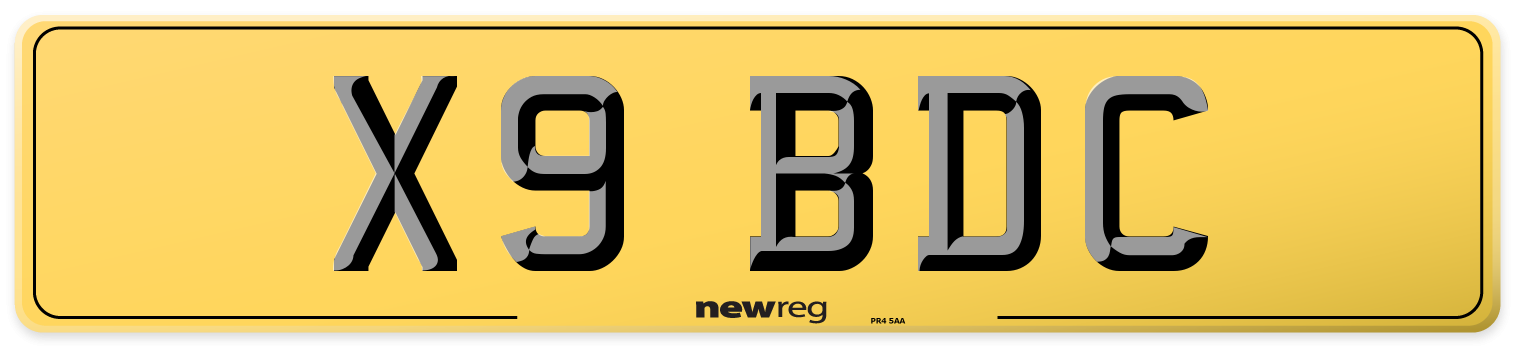 X9 BDC Rear Number Plate