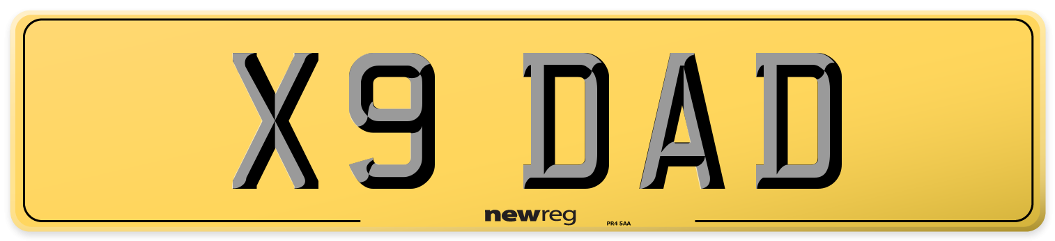 X9 DAD Rear Number Plate