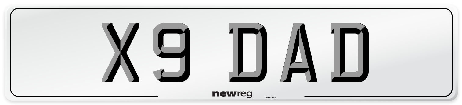 X9 DAD Front Number Plate