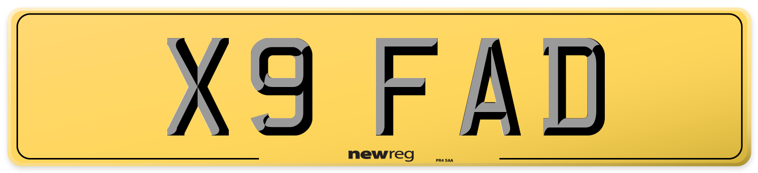 X9 FAD Rear Number Plate