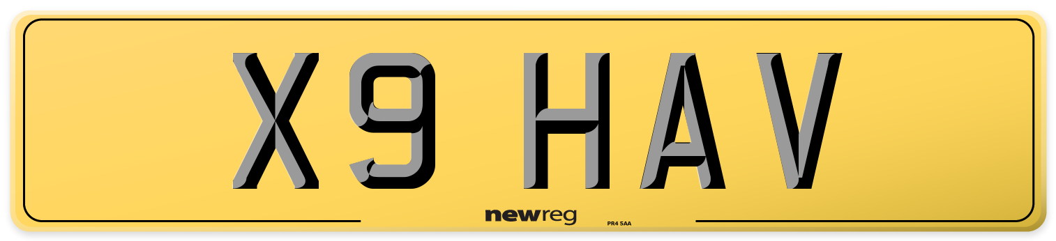 X9 HAV Rear Number Plate