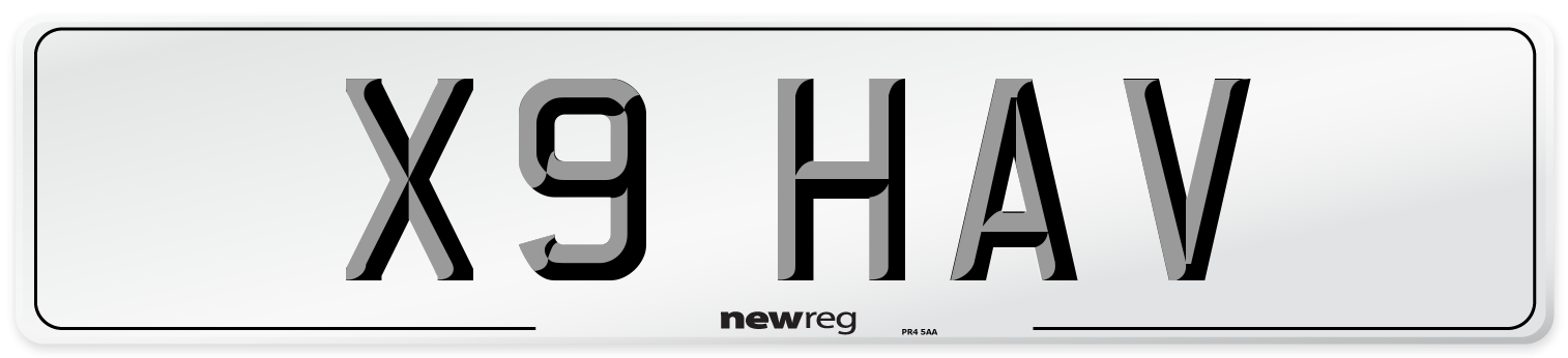 X9 HAV Front Number Plate