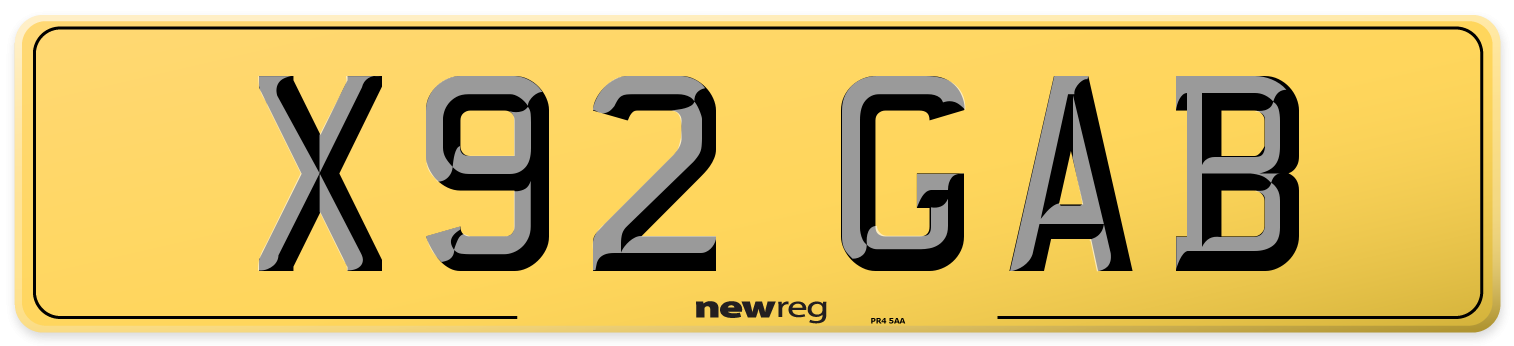 X92 GAB Rear Number Plate