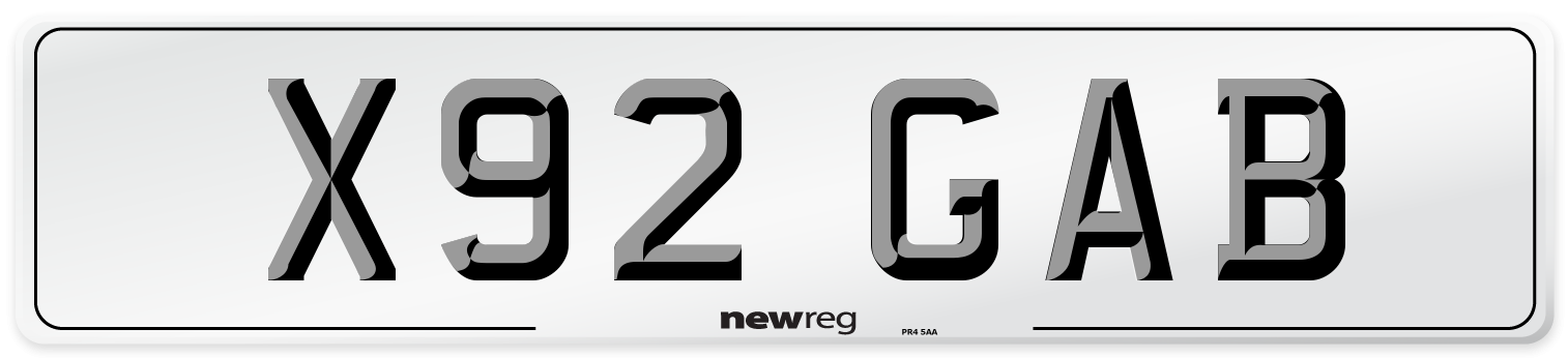 X92 GAB Front Number Plate