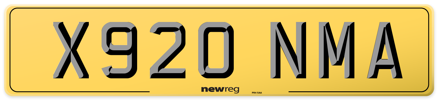 X920 NMA Rear Number Plate