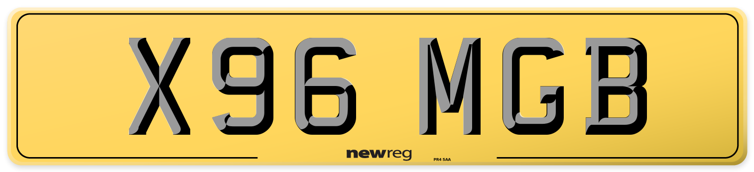 X96 MGB Rear Number Plate