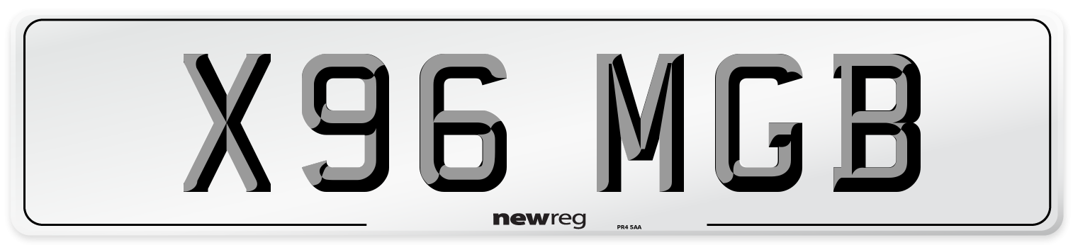 X96 MGB Front Number Plate