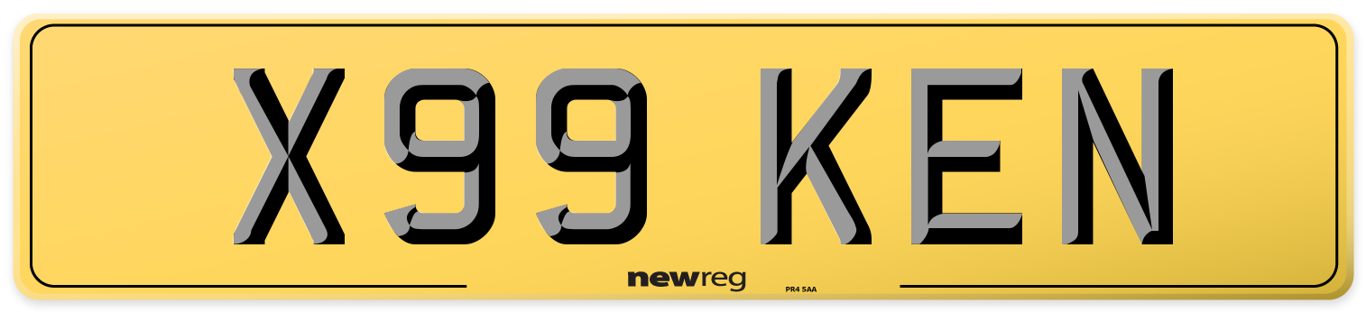 X99 KEN Rear Number Plate