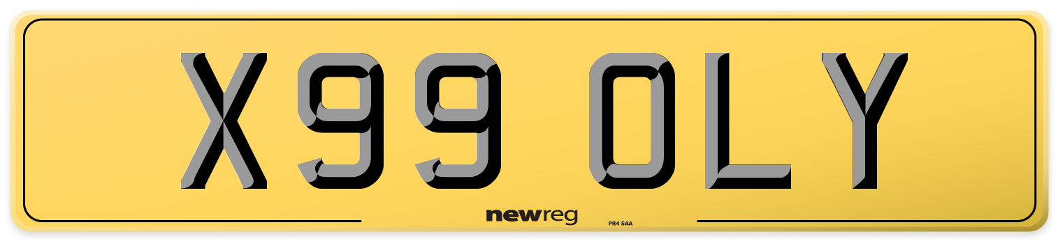X99 OLY Rear Number Plate