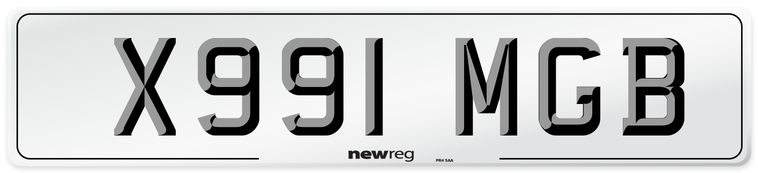 X991 MGB Front Number Plate