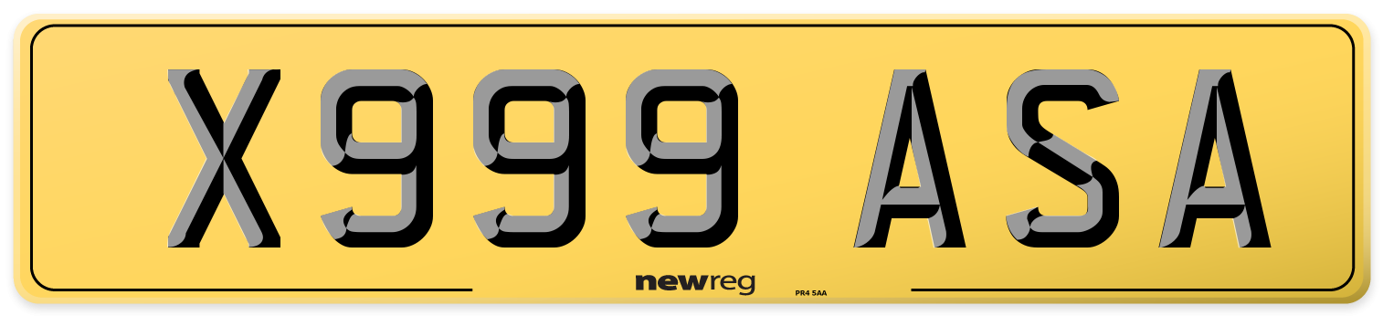 X999 ASA Rear Number Plate