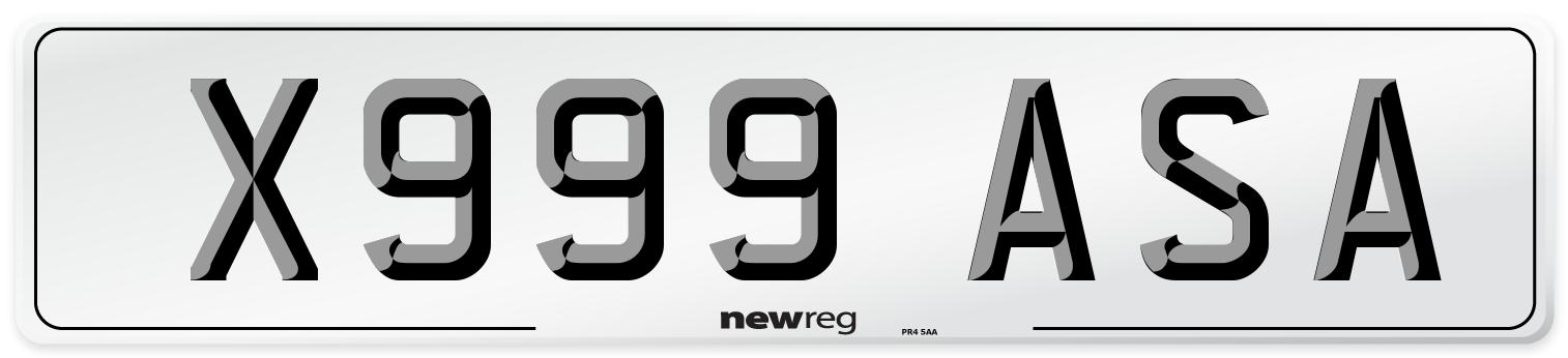 X999 ASA Front Number Plate