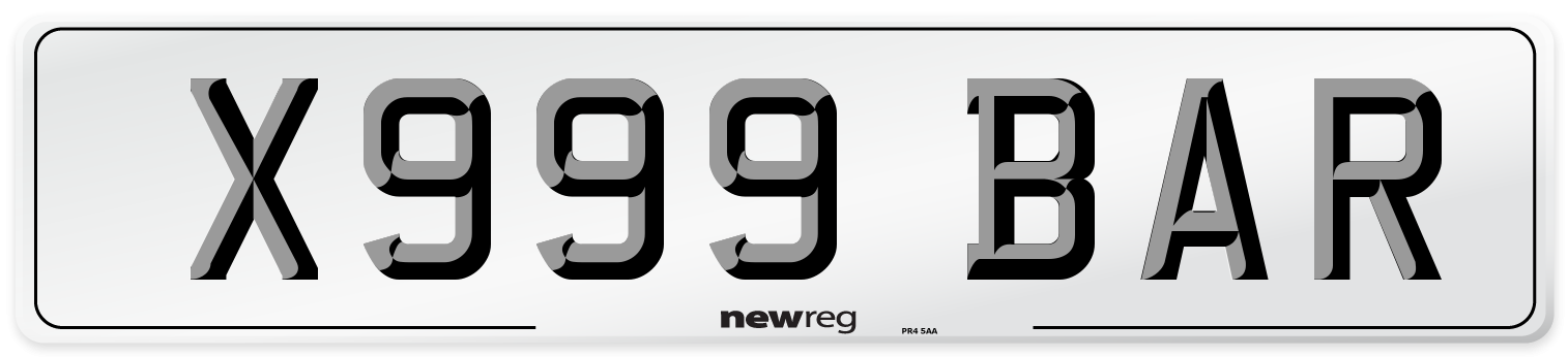 X999 BAR Front Number Plate