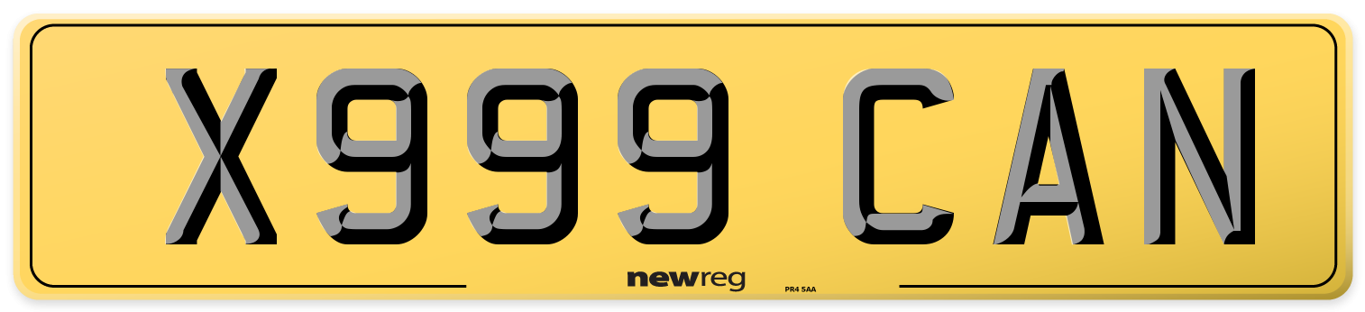 X999 CAN Rear Number Plate