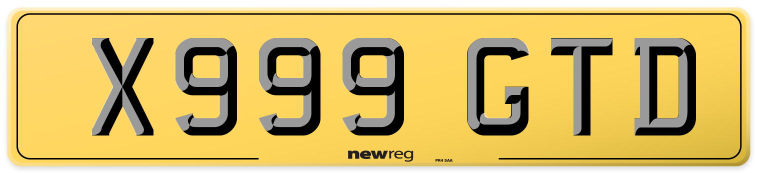 X999 GTD Rear Number Plate