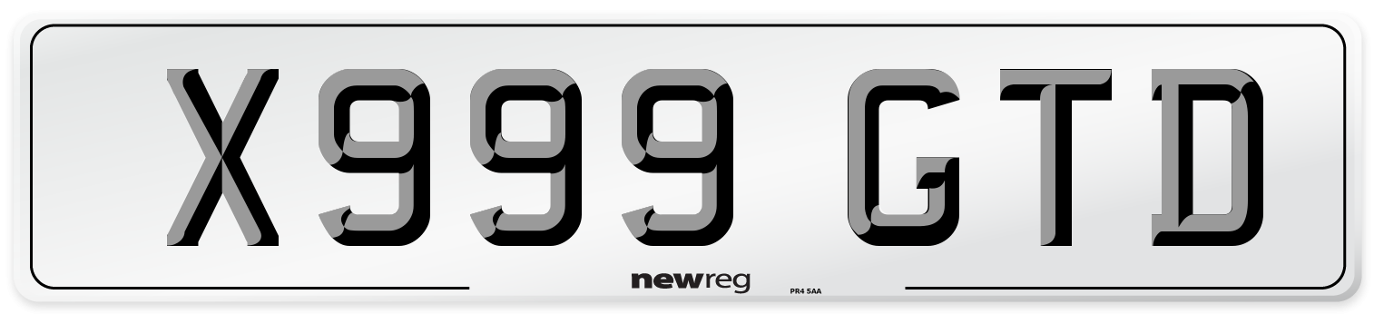 X999 GTD Front Number Plate