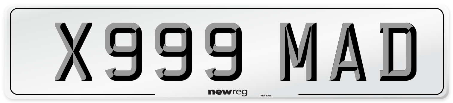 X999 MAD Front Number Plate