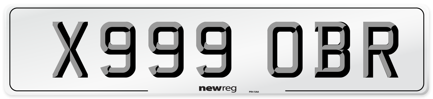 X999 OBR Front Number Plate