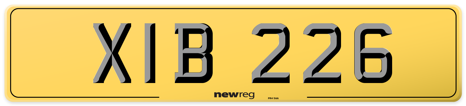 XIB 226 Rear Number Plate