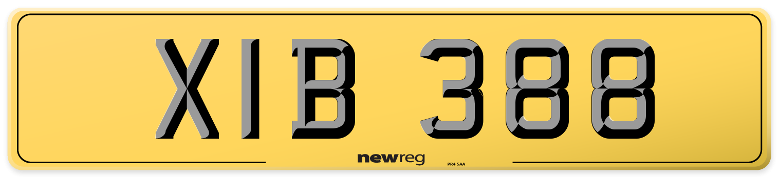 XIB 388 Rear Number Plate